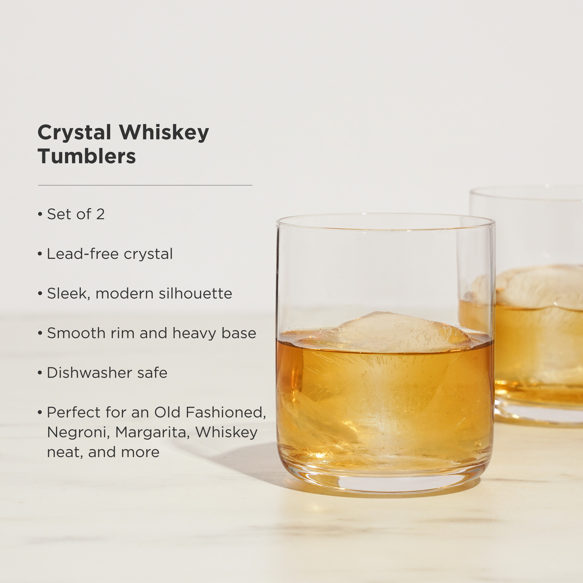 Viski® Crystal Whiskey Tumbler, set of 2 3