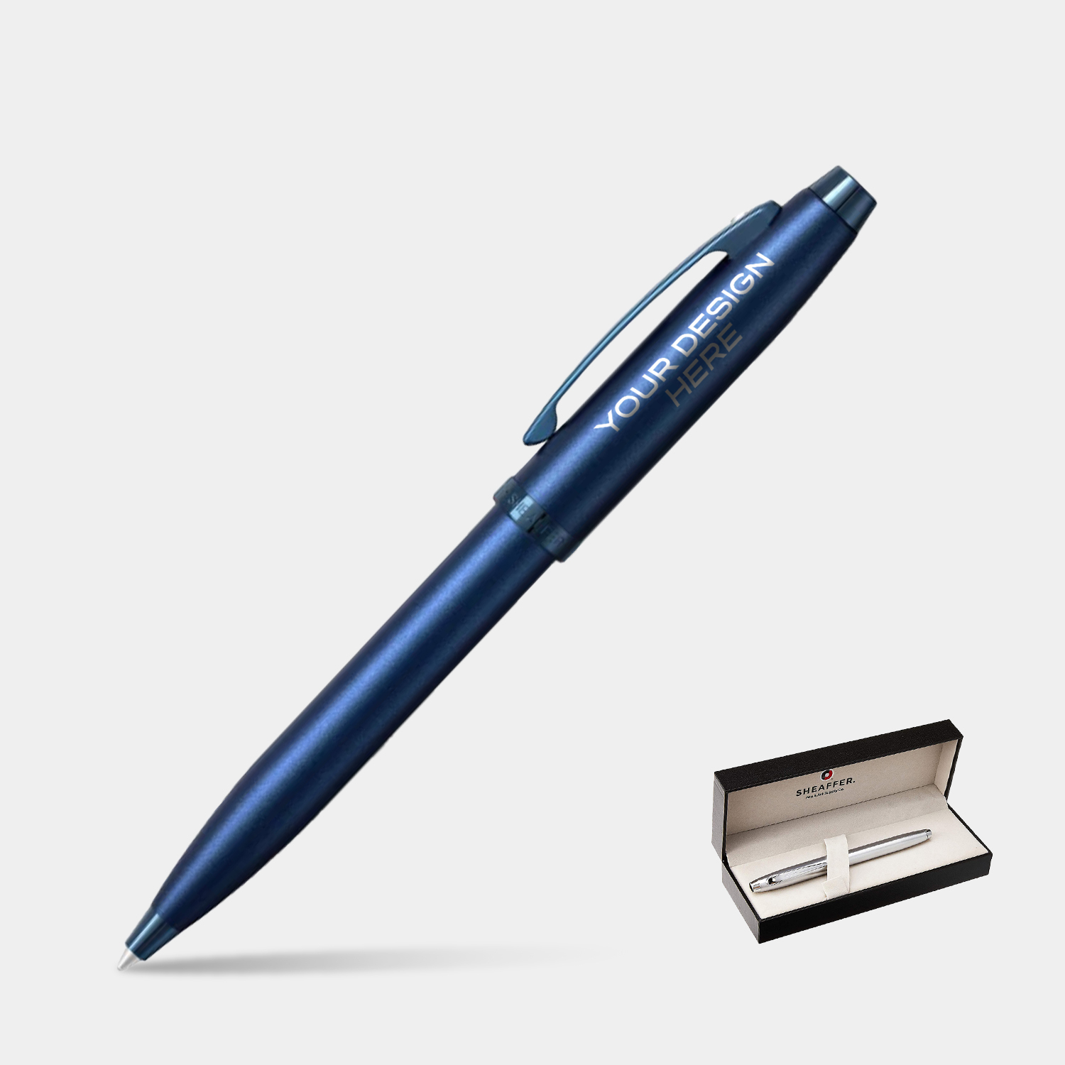 SHEAFFER® 100 9371 Satin Blue Trim Executive Ballpoint Pen w/ Gift Box 7
