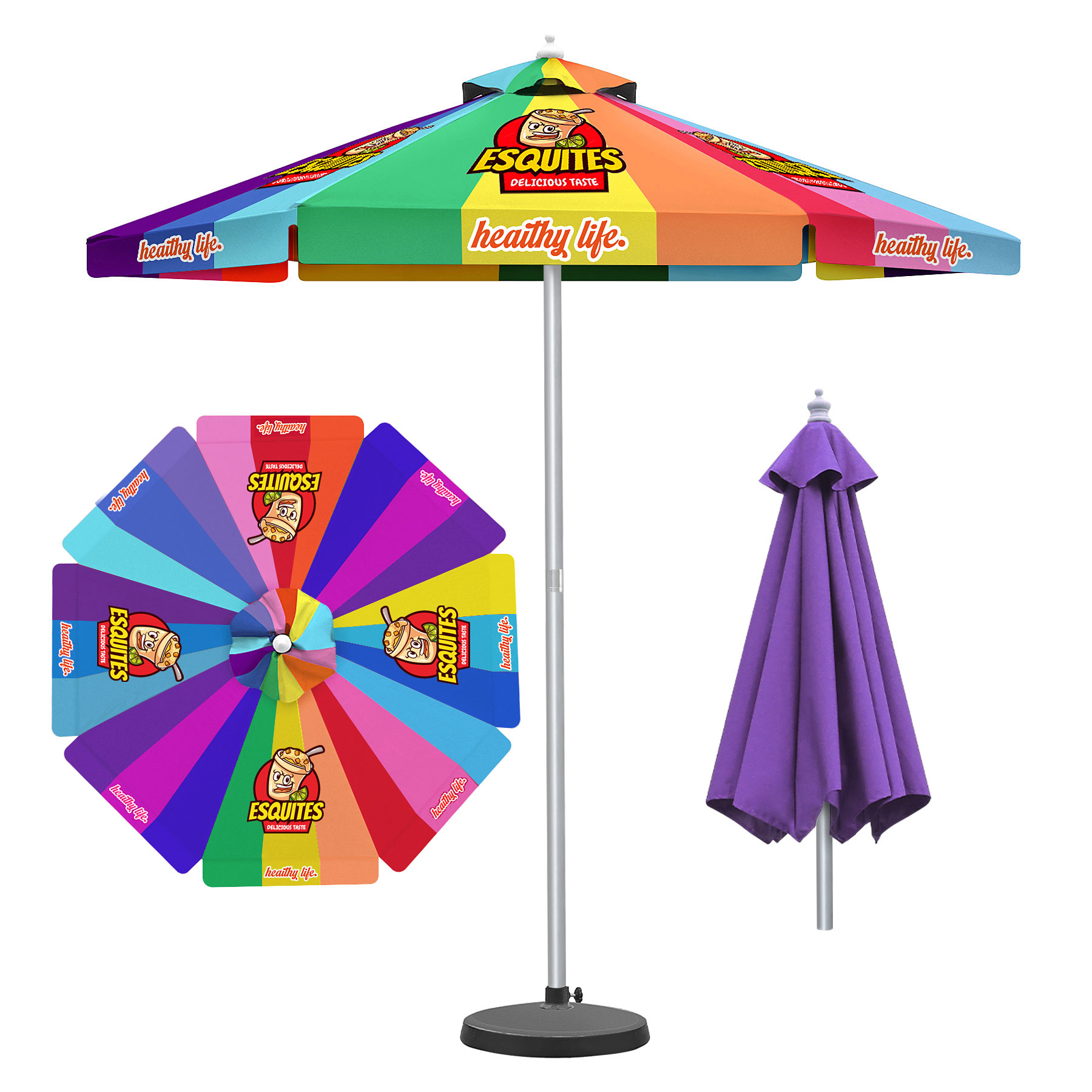 9' Heavy Duty Commercial 8 Panel Market Umbrella w/ Aluminum Pole & Frame 2