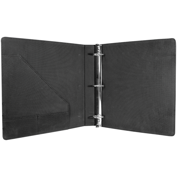 10 1/2"x11 1/2" Black/Gold Leatherette 3 Ring Binder w/1" Slant Rings 3