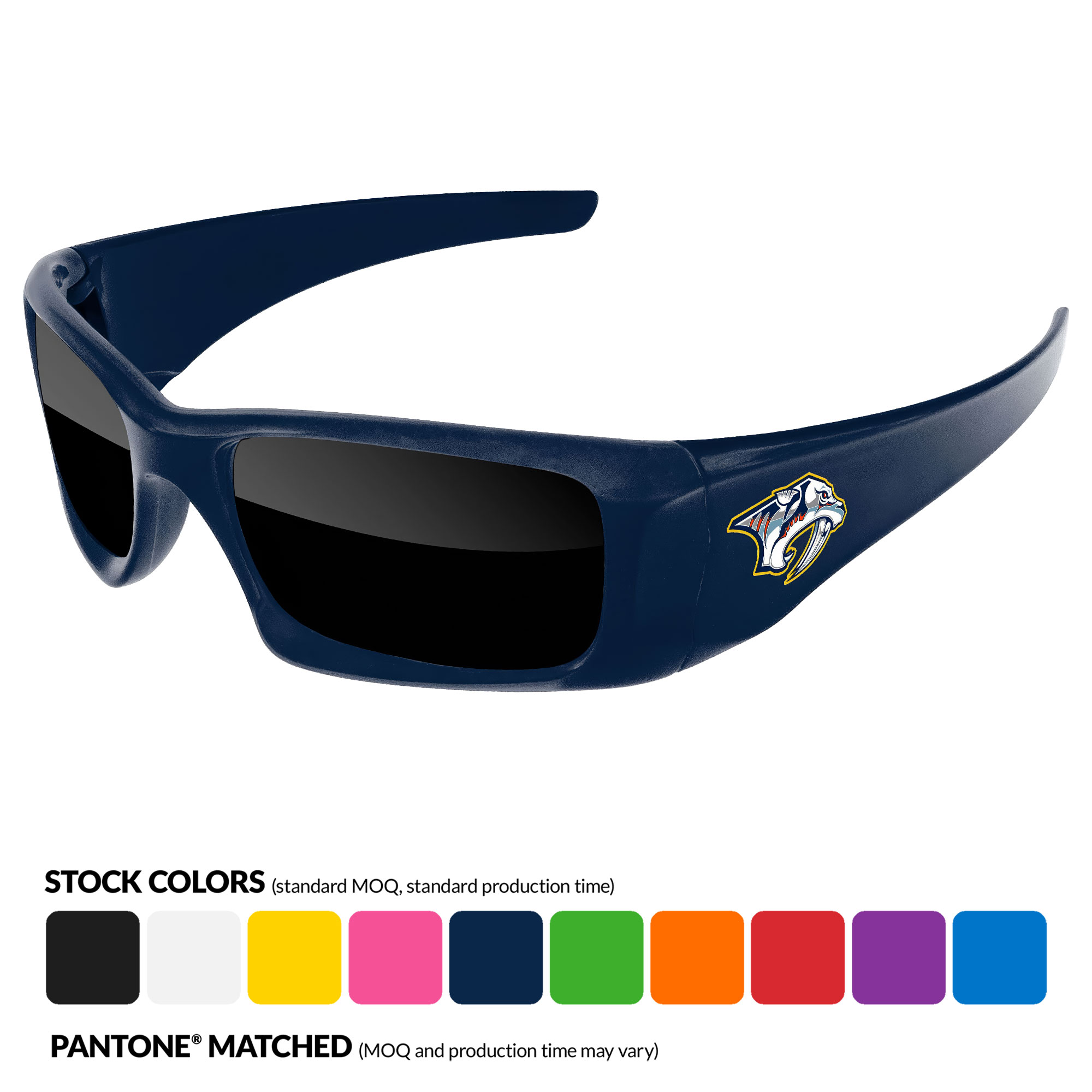 Wrap Sunglasses w/ multi-color temple imprint 13