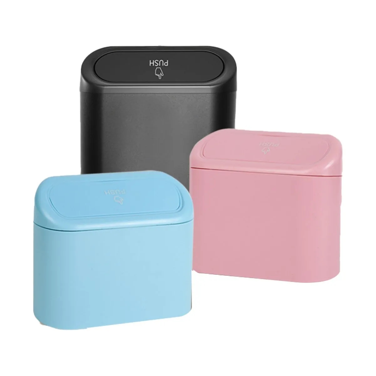 Mini Car Trash Can With Push Lid Door Mount 6