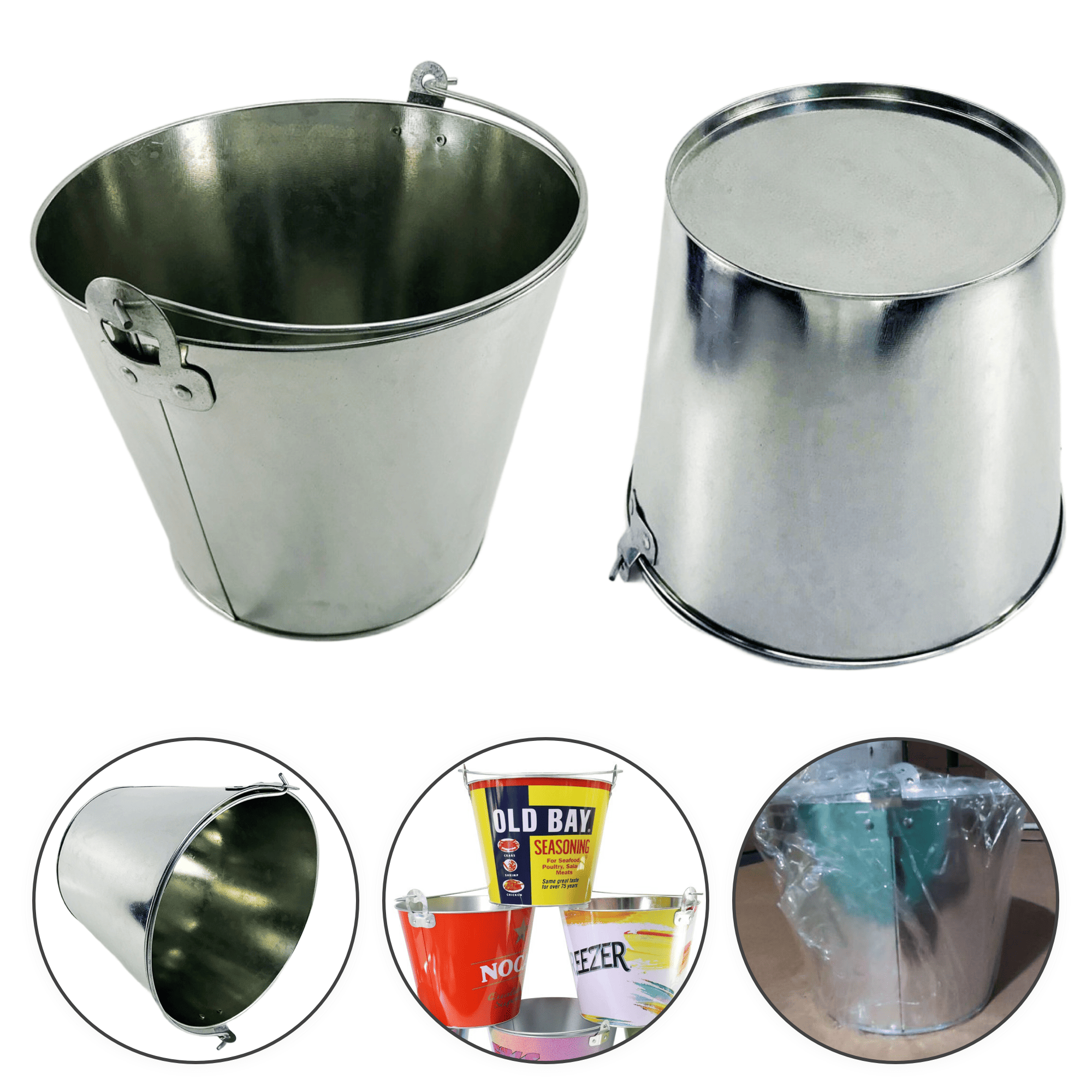 5 Liter Durable Food-Grade Galvanized Iron Ice Pail 2