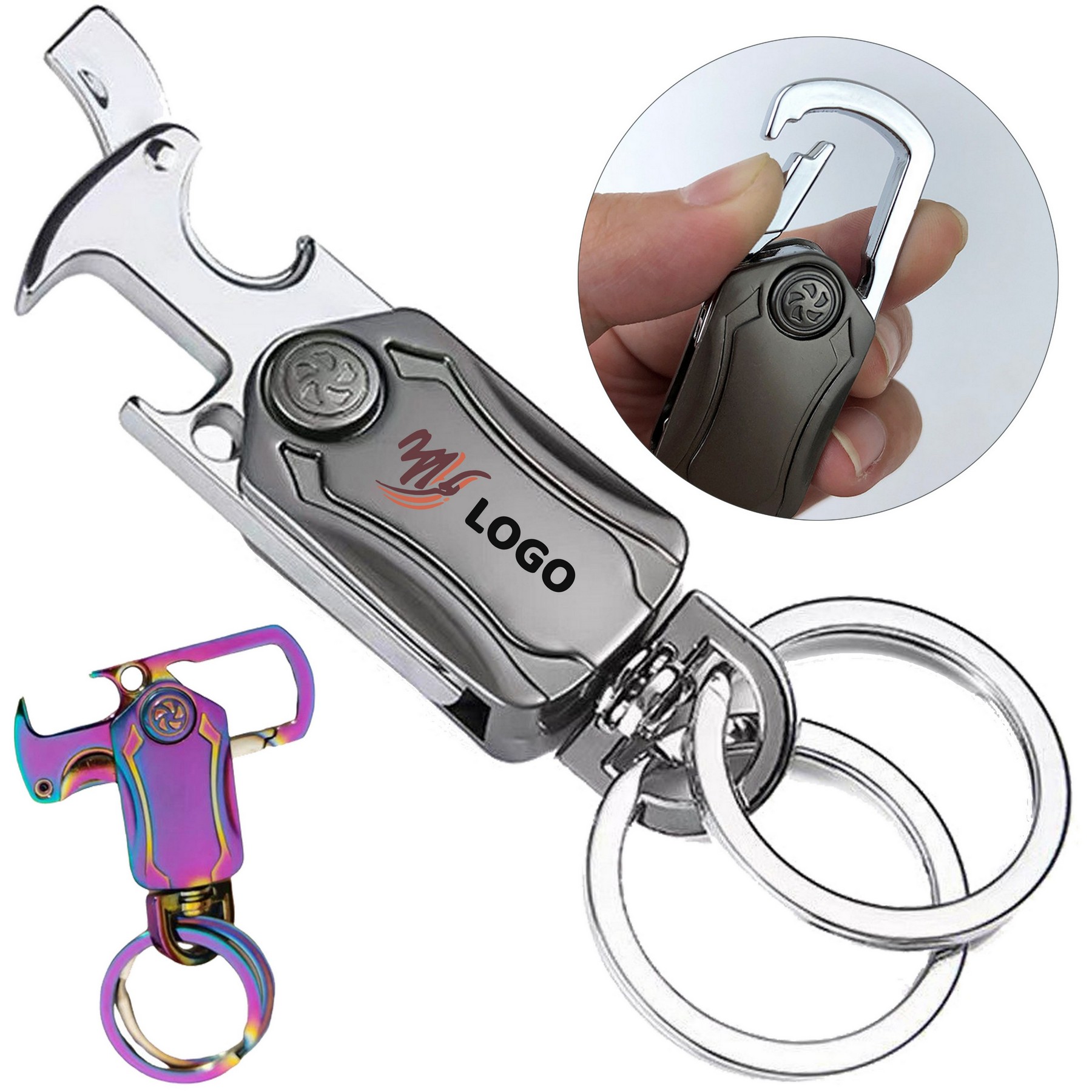 Multi-Functional Spin Cool Metal Keychain