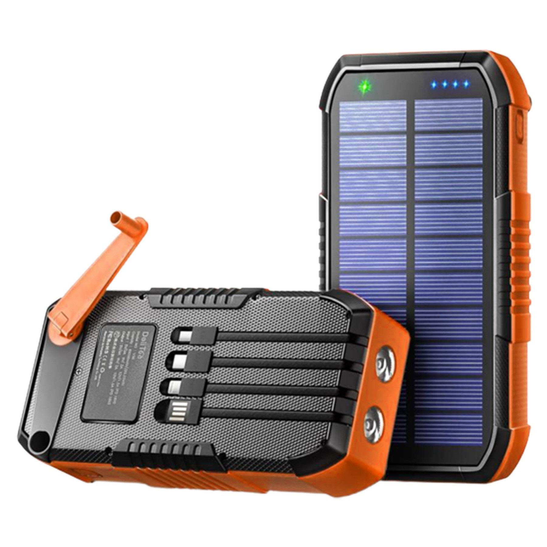40000Mah Solar Power Bank Flashlight W/ 4 Built-In Cables 2