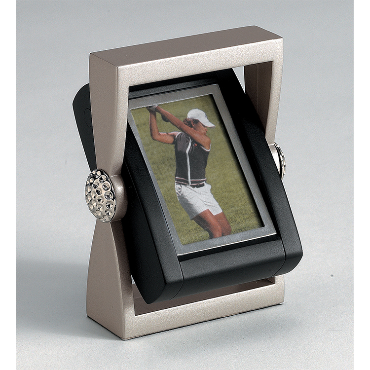 *CLOSEOUT* Black & Silver Clock and Picture Frame with Golf Ball Accents 3