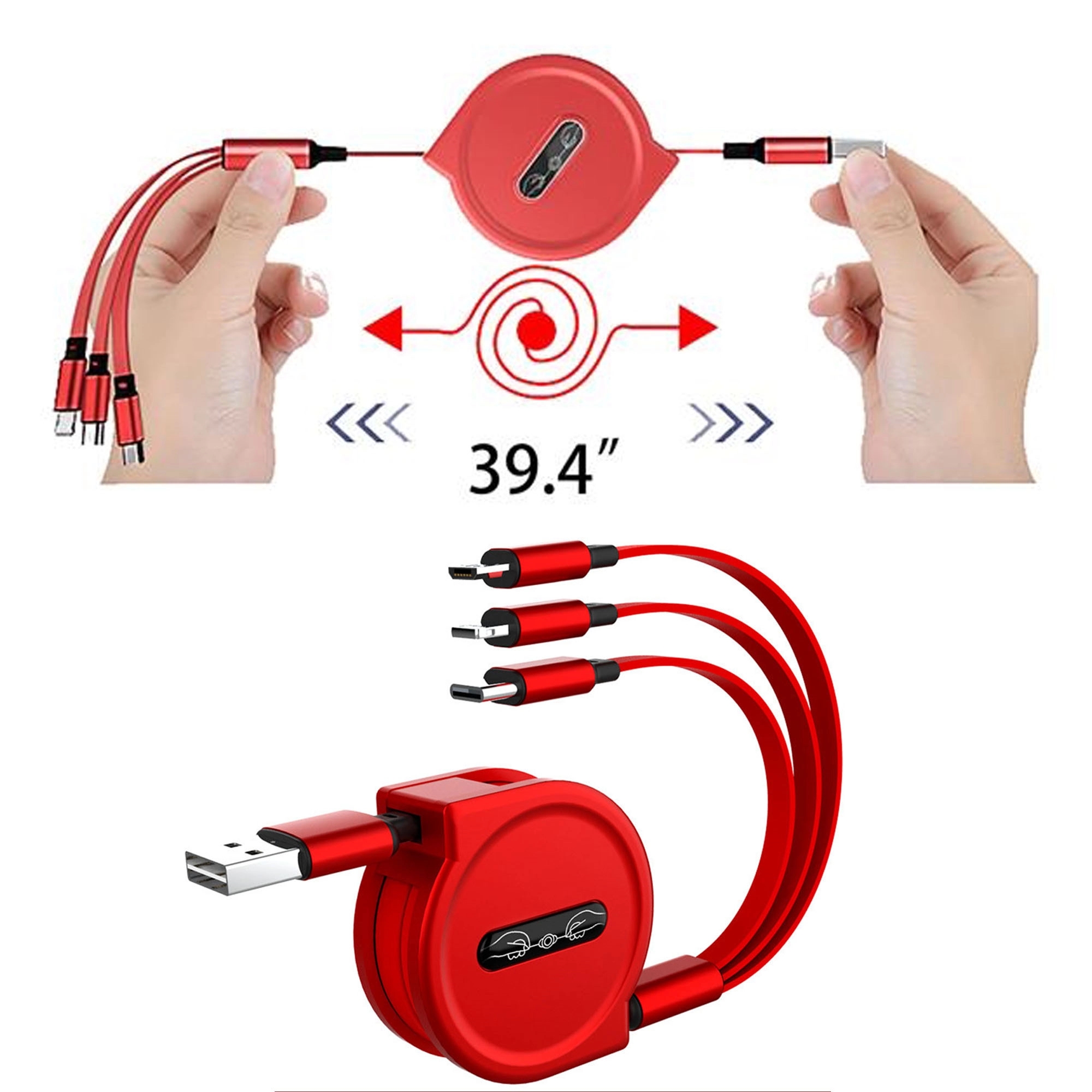 3 in 1 Retractable USB Charge Cable 2