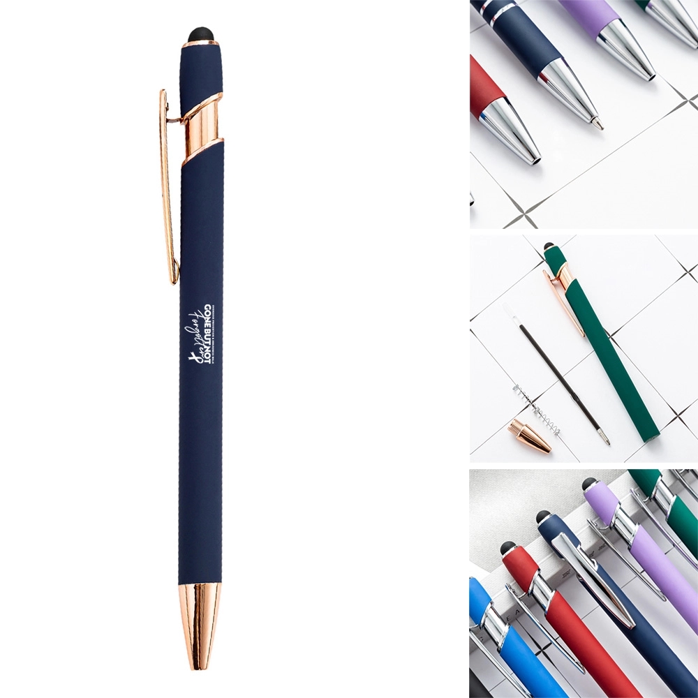 Softy Gold Metallic Pen w/ Stylus - Laser 2