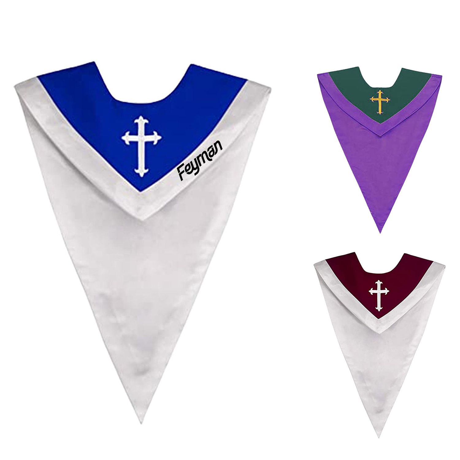 Two-Tone V Shape Sash Choir Stole 2