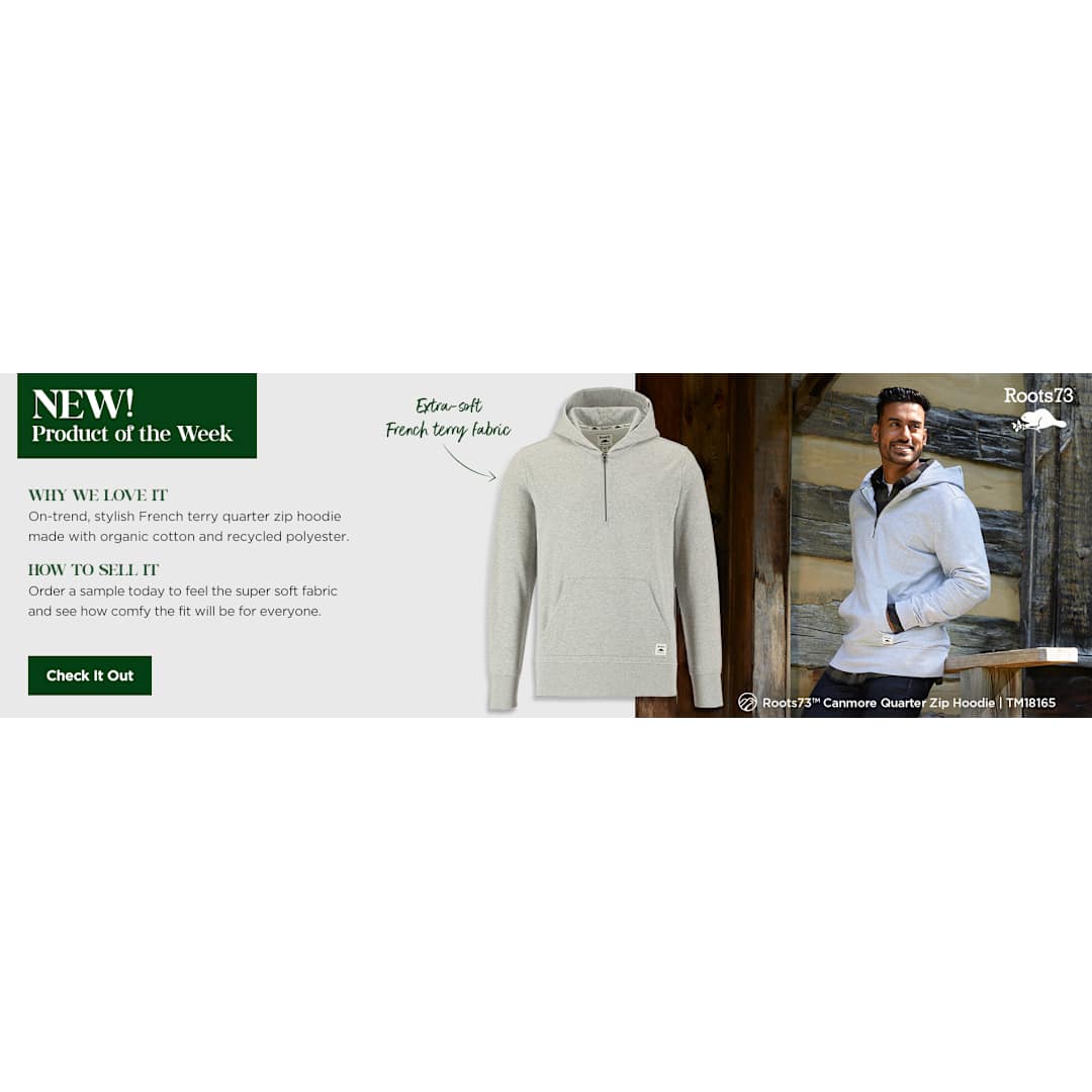 Roots73 CANMORE Eco Quarter Zip Hoody - Unisex, custom hoodie or sweatshirt with logo imprint 85