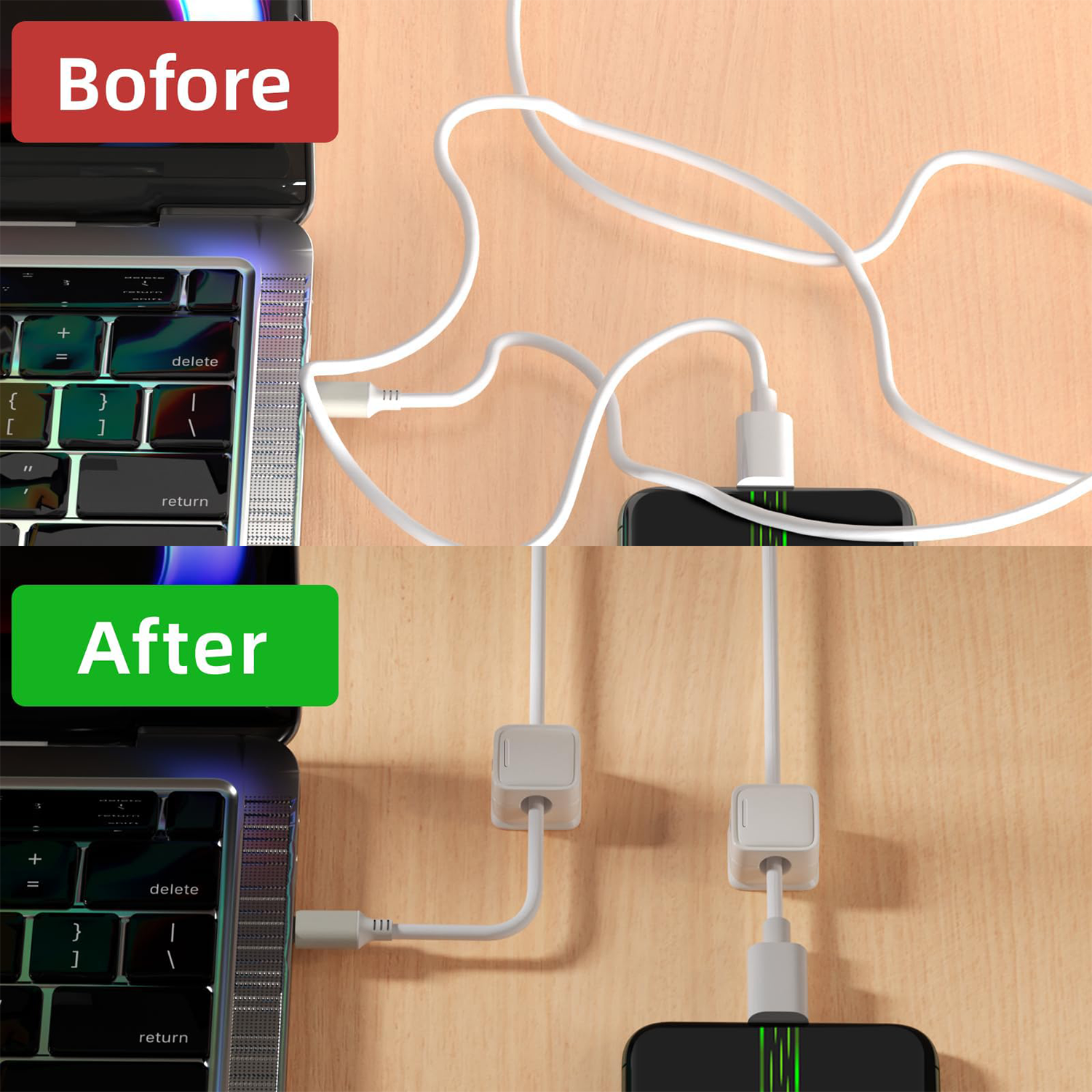 6PCS Magnetic Cable Clips - Desk & Phone Cord Organizer 7