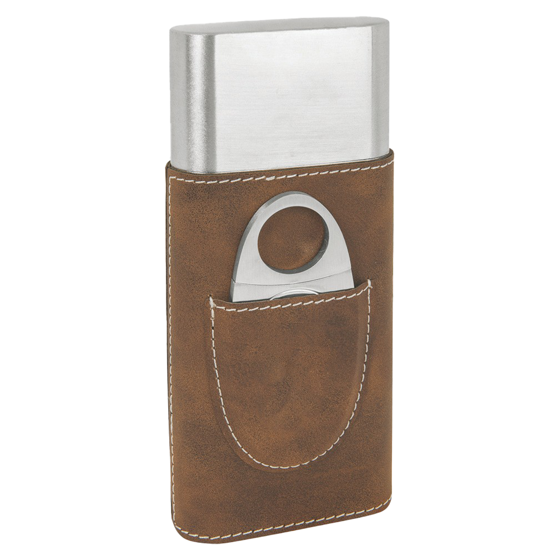 Rustic/Silver Leatherette Cigar Case w/ Cutter 3