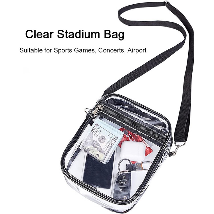 Small Clear PVC Stadium Bag Adjustable Strap Shoulder Bags 11