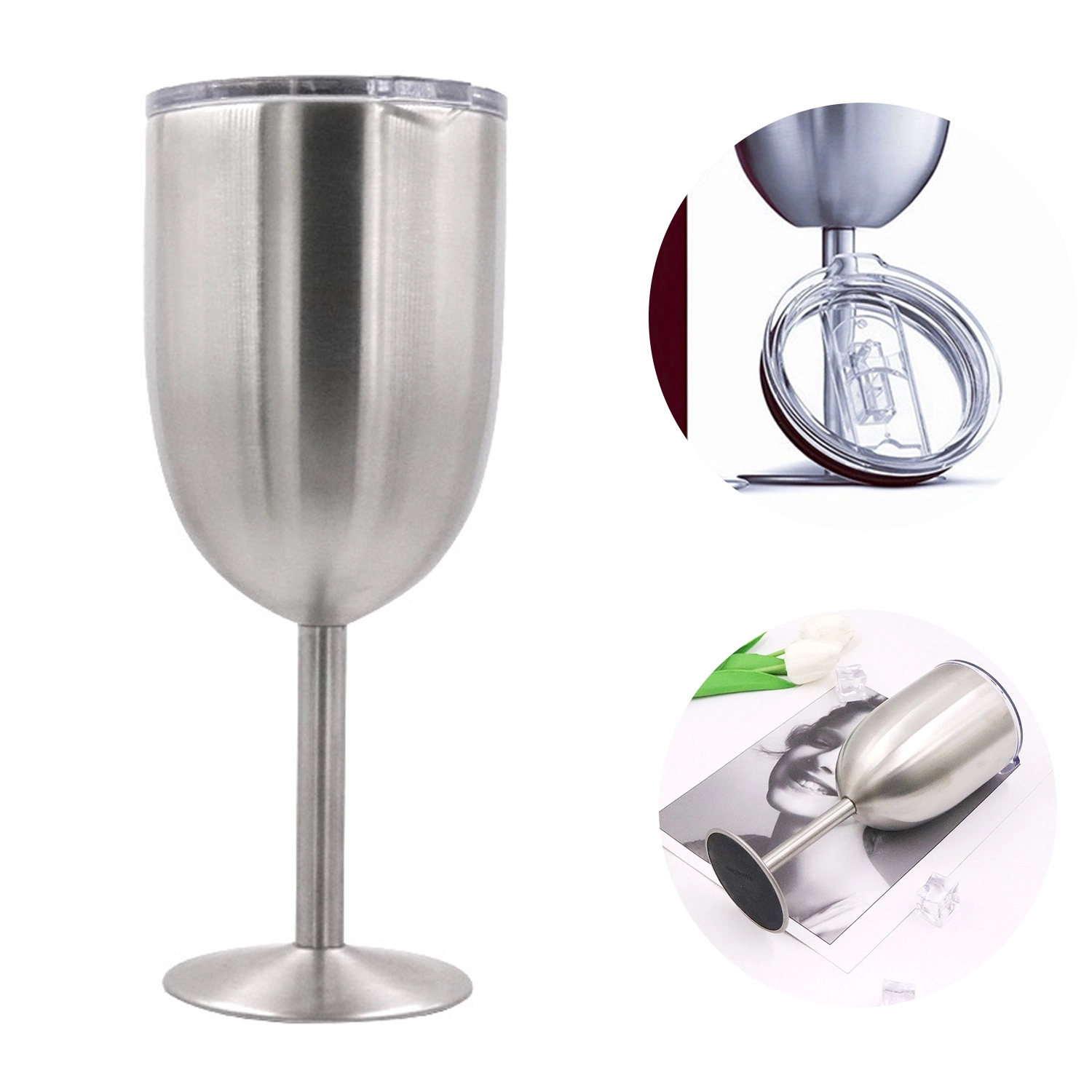 Leak-Resistant Lid Stainless Steel Wineglasses 1