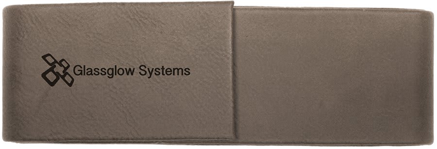 6 1/2" x 2" Gray Leatherette Double Pen Case 2