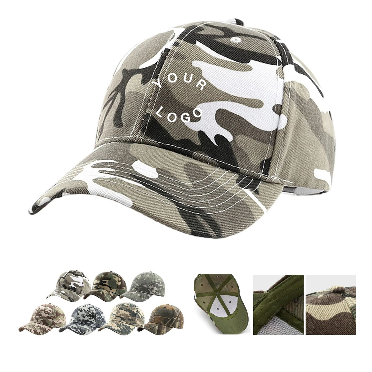 Adjustable Cotton Cap with Camouflage Design 4