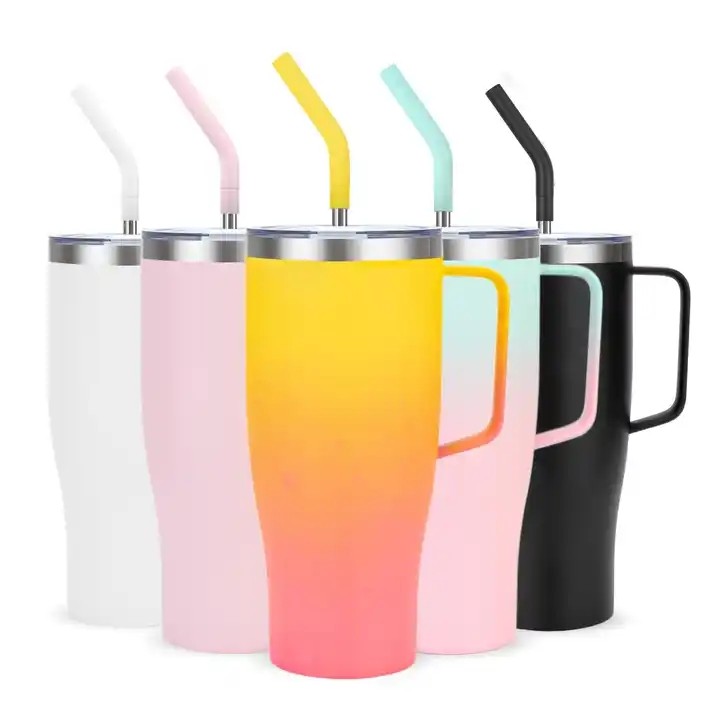 40 oz Mug Insulated Tumbler with Handle and Straw 2