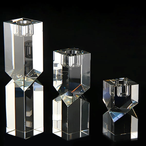 Square Diamond Cut Crystal Candle Holder 2