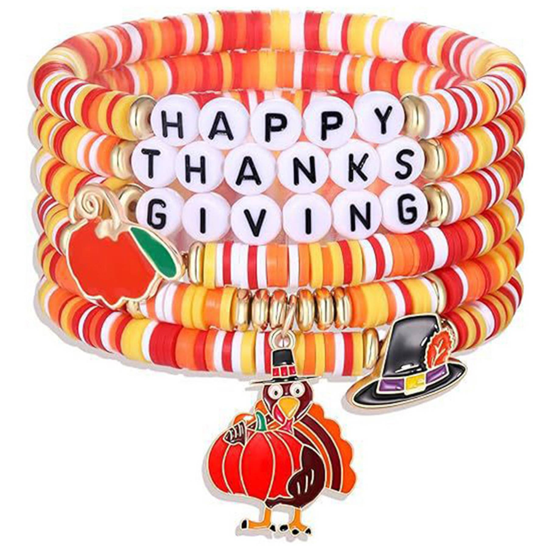 Plastic Thanksgiving turkey maple leaf pendant bracelet 8