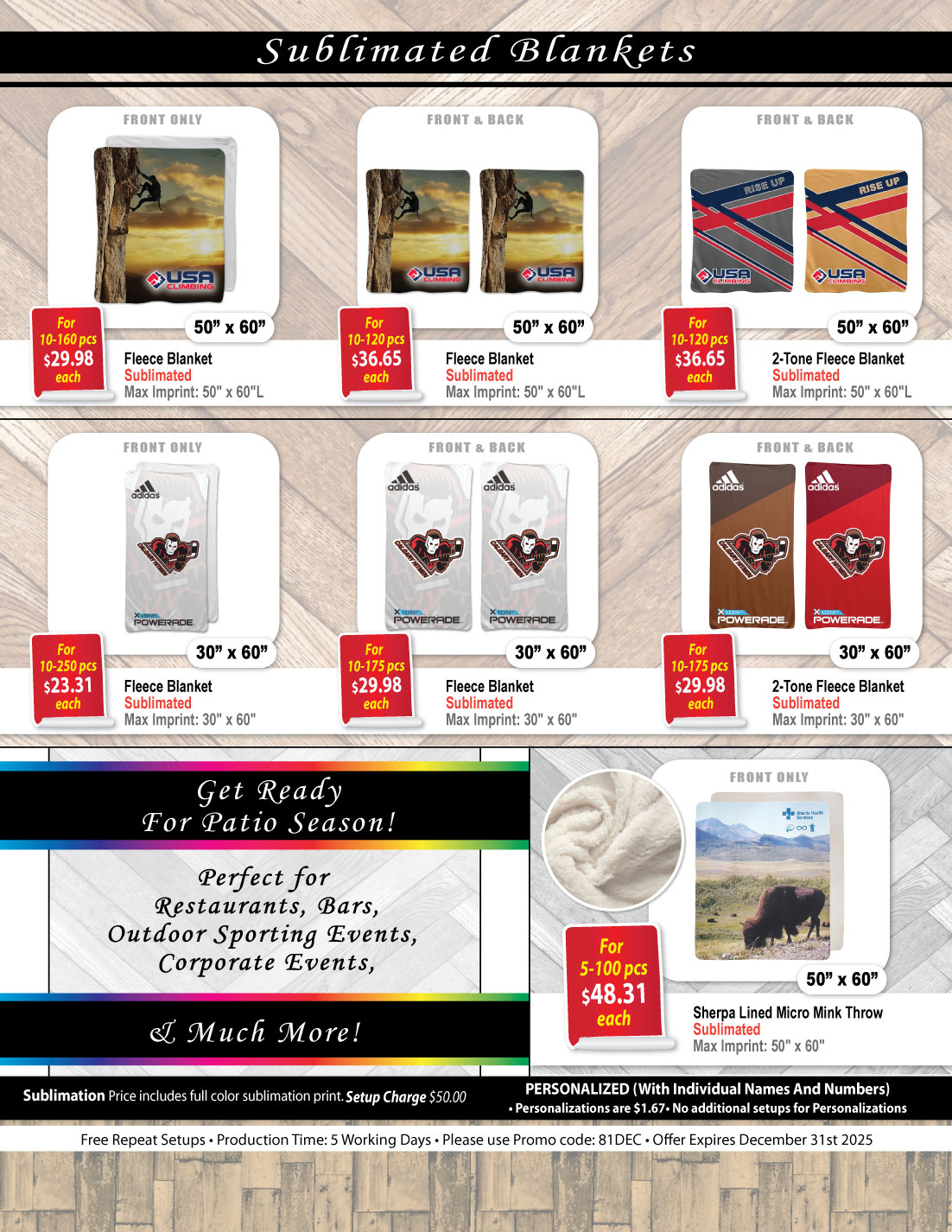 Ultra Soft and Smooth Microfleece Blanket, 50x60, Sublimated Edge to Edge 2 sides 4