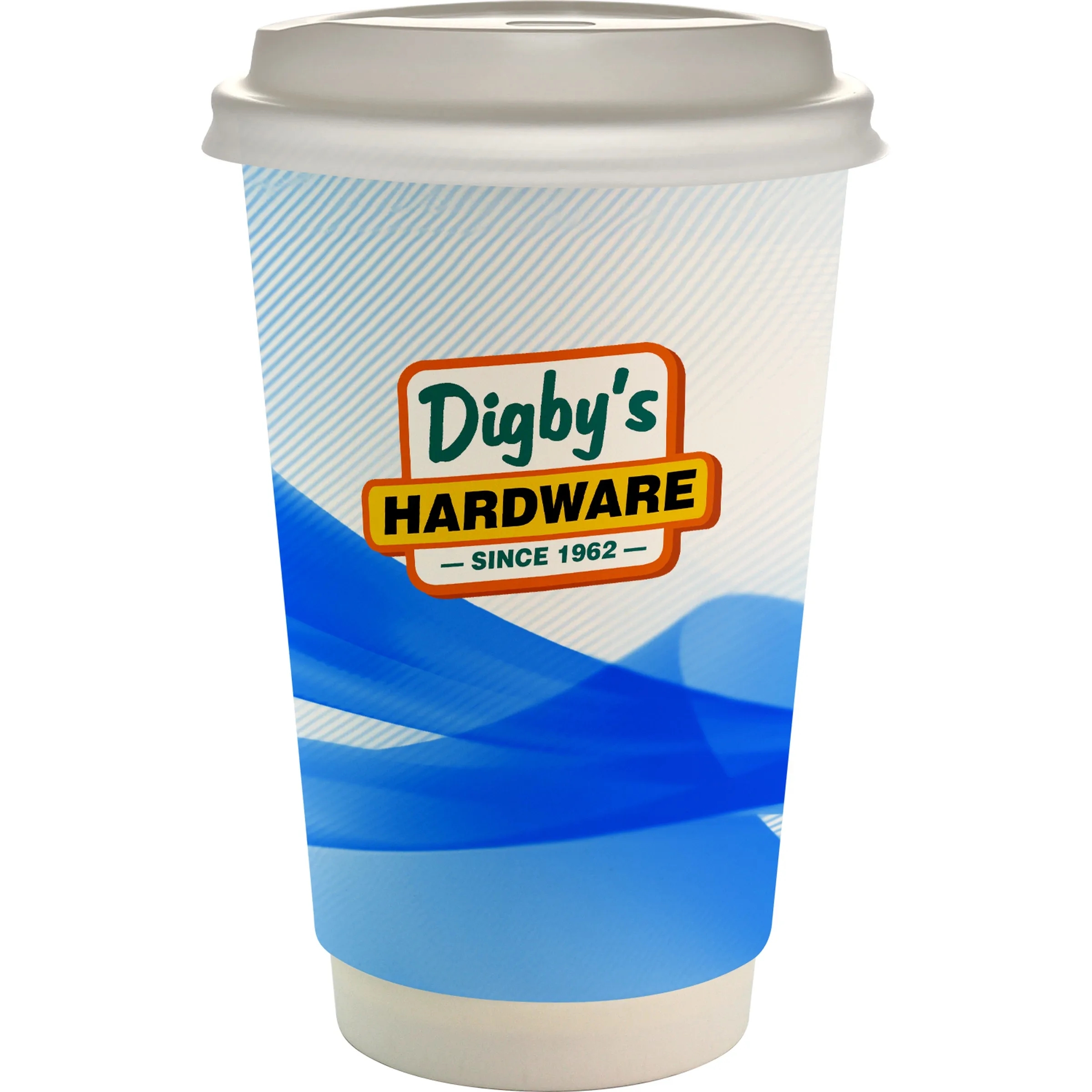16 oz. Full Color Groovy Paper Cup With Lid 18