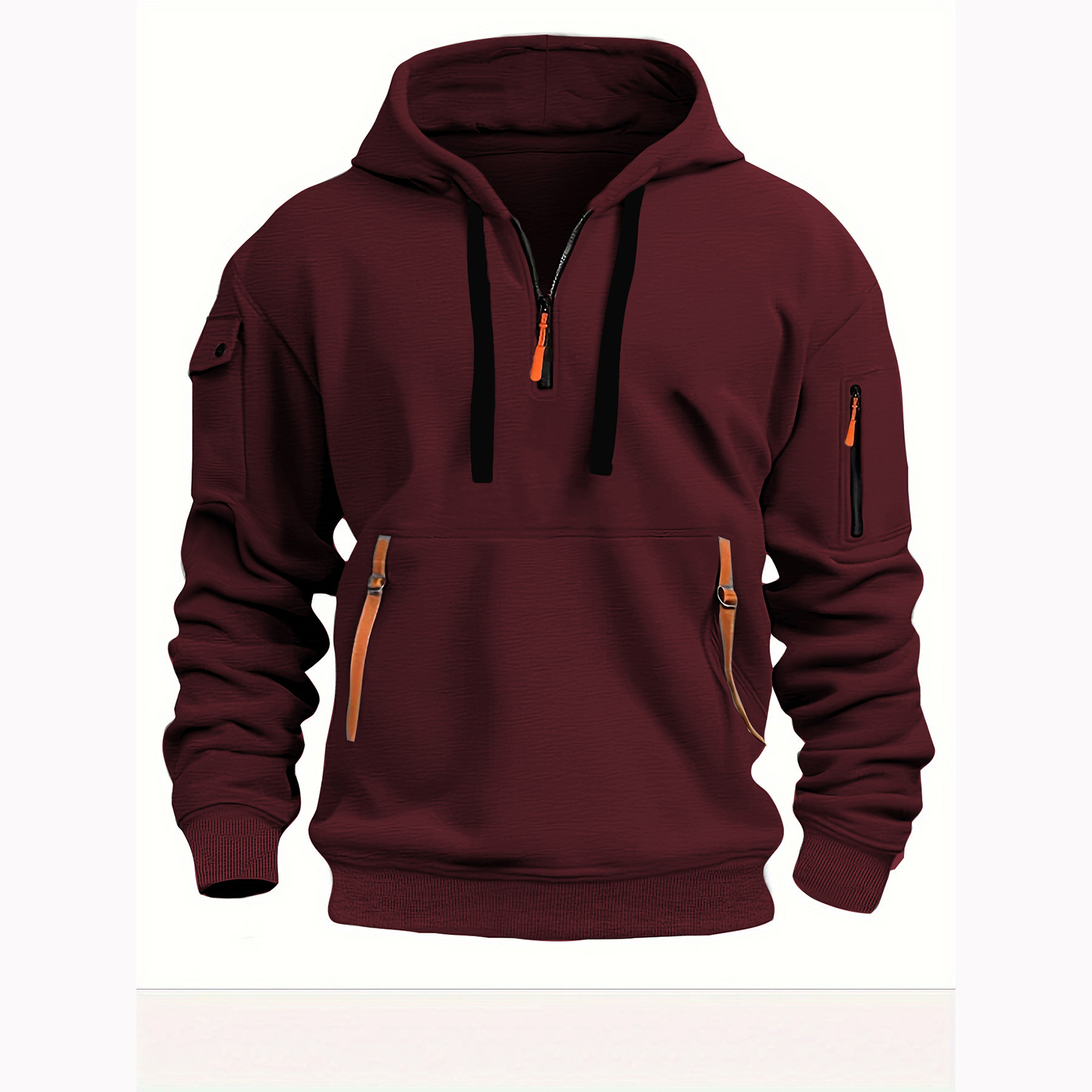 Casual Zippered Multi-pocket Hoodie 13