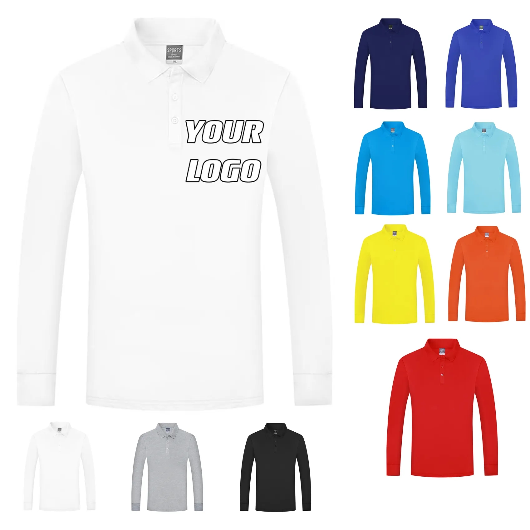 Custom Long-Sleeve Polo Shirts Tops Pullover 3