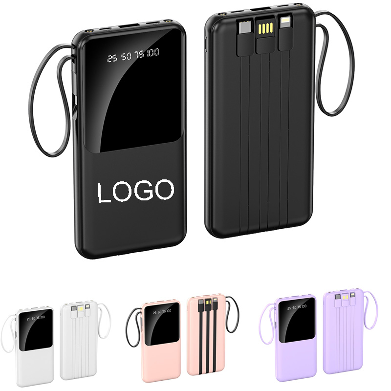 10000 mAh Power Bank W/ 4-In-1 Cable & LED Display 5