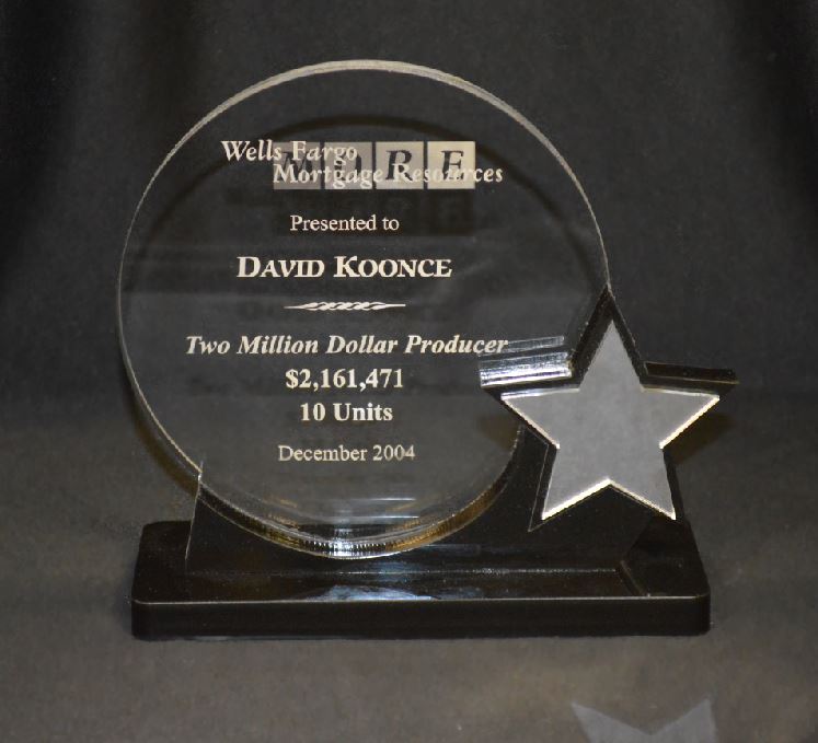 6.75 X 5 Clear Round Acrylic On Black Acrylic Base With Mirrored Star 2