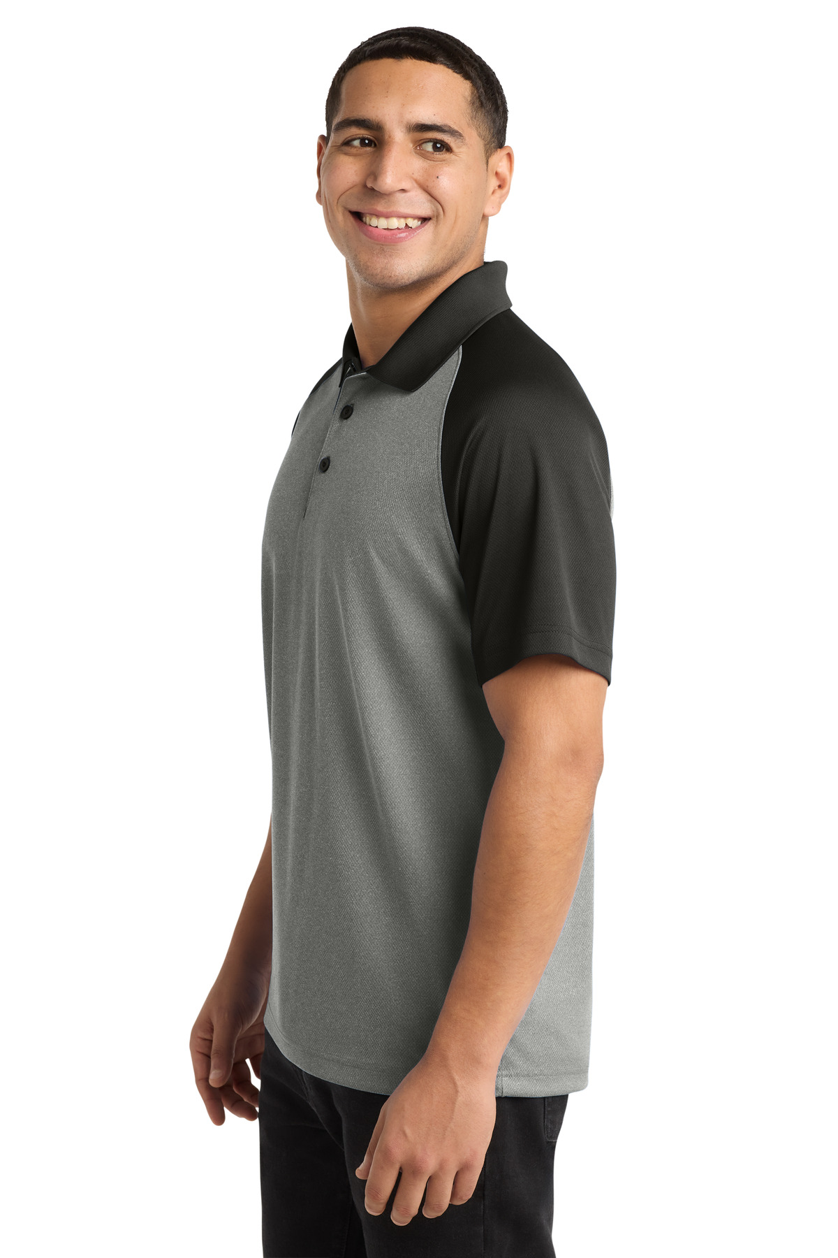 Sport-Tek PosiCharge RacerMesh Raglan Heather Block Polo. ST641 31