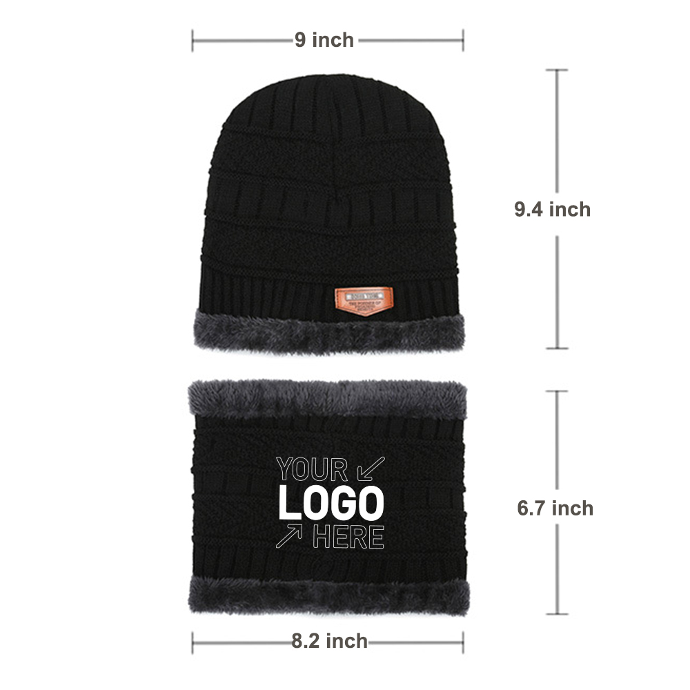 Velvet and thickened woolen hat and neck cover set 2
