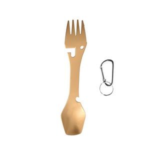 2 In 1 Dual Head Stainless Steel Fork And Square Spoon With Carabiner 11