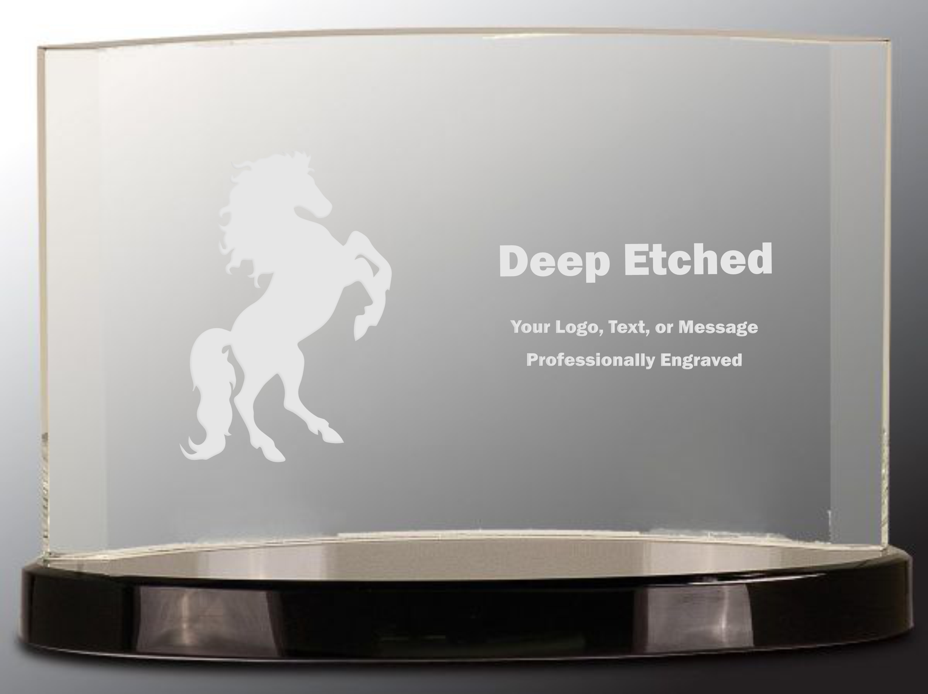 9" x 6" Clear Crystal Crescent on Black Crystal Base Crystal Award