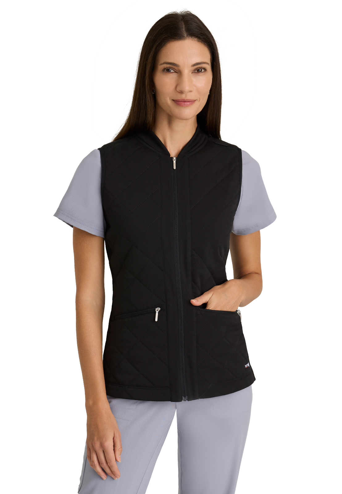 Grey's Anatomy Spandex Stretch - Women's Two-Pocket Quilted Christina Scrub Vest