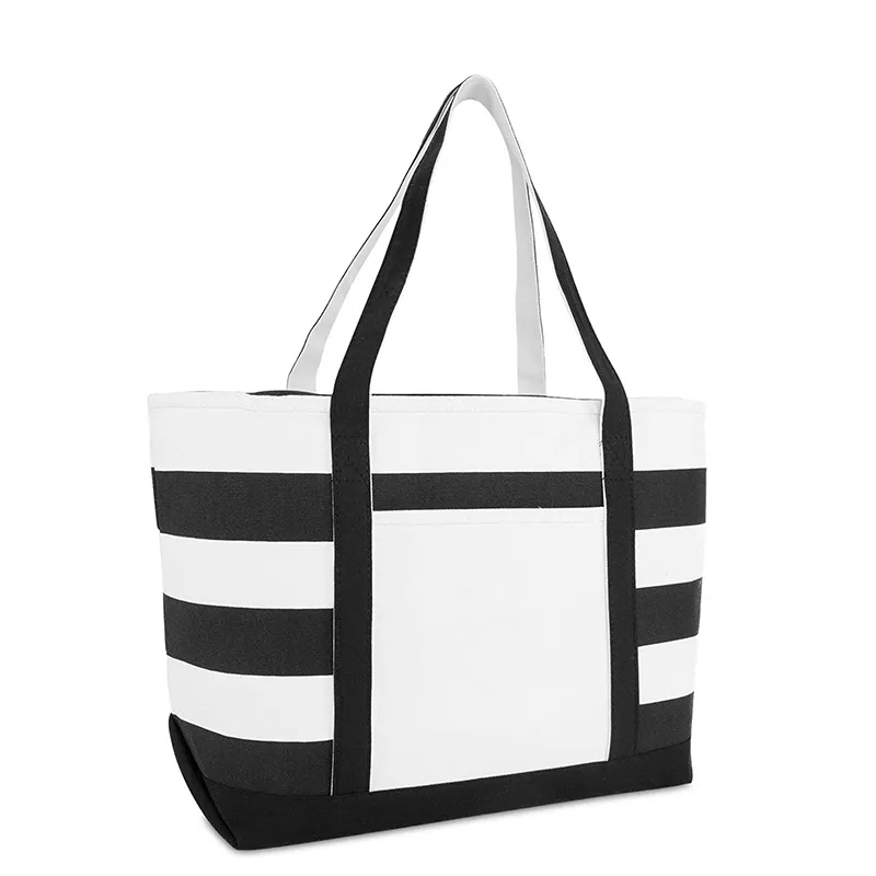 Striped Beach Canvas Tote Bags, custom tote bag with logo imprint 9