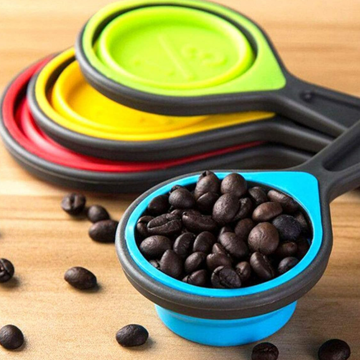 Collapsible Silicone Measuring Cups and Spoons Set 4