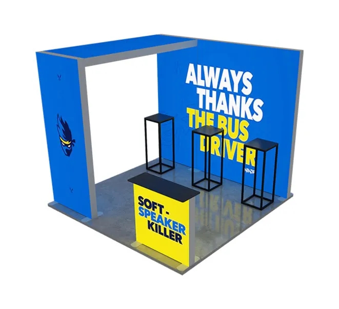 10ft Backlit Trade Show Display – LED Lightbox Display with Counter & Branding Panels 5