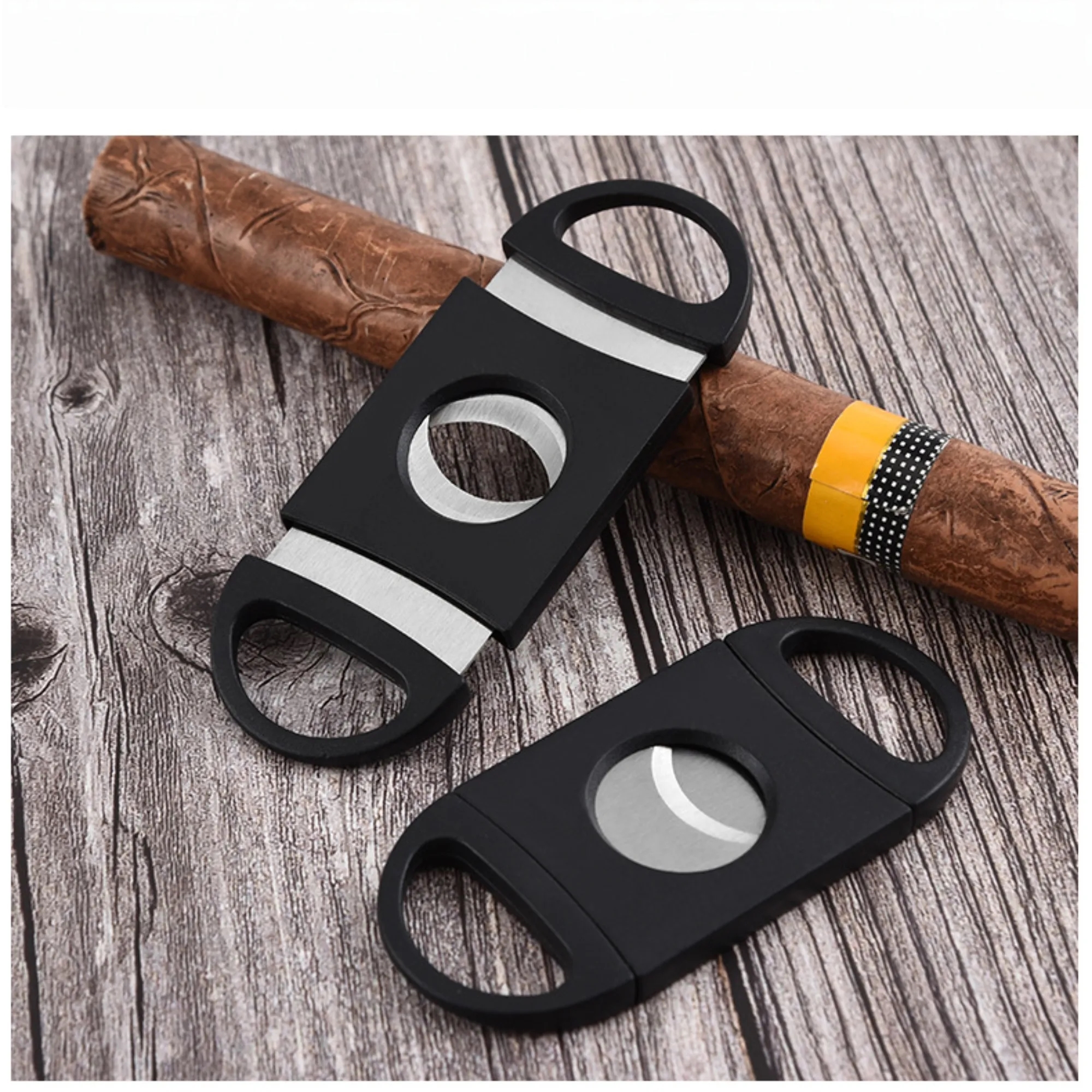 Custom Black Cigar Cutter Double Blade Guillotine 3