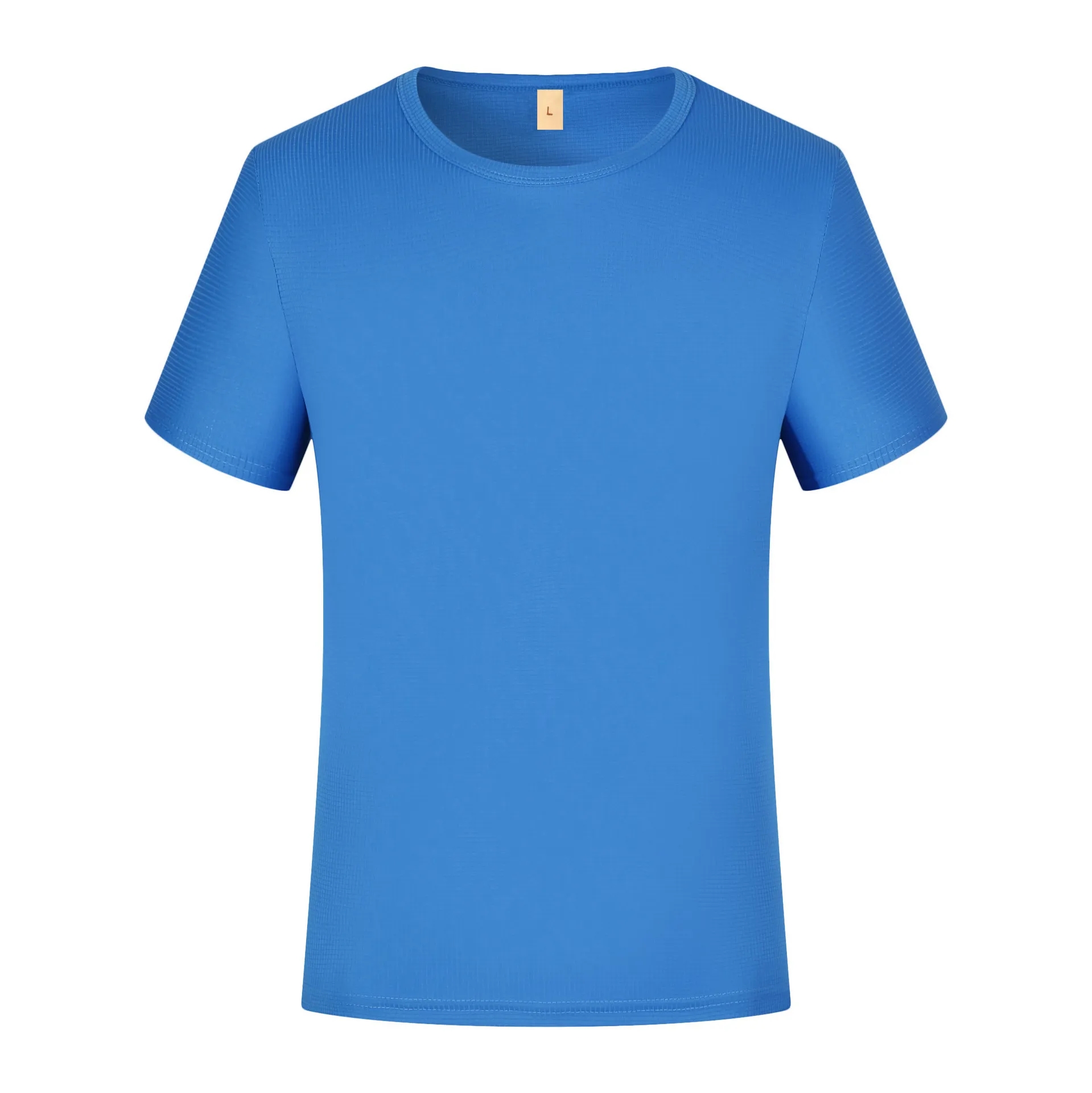 Polyester Small Plaid Round Neck Quick-Drying T-shirt 1