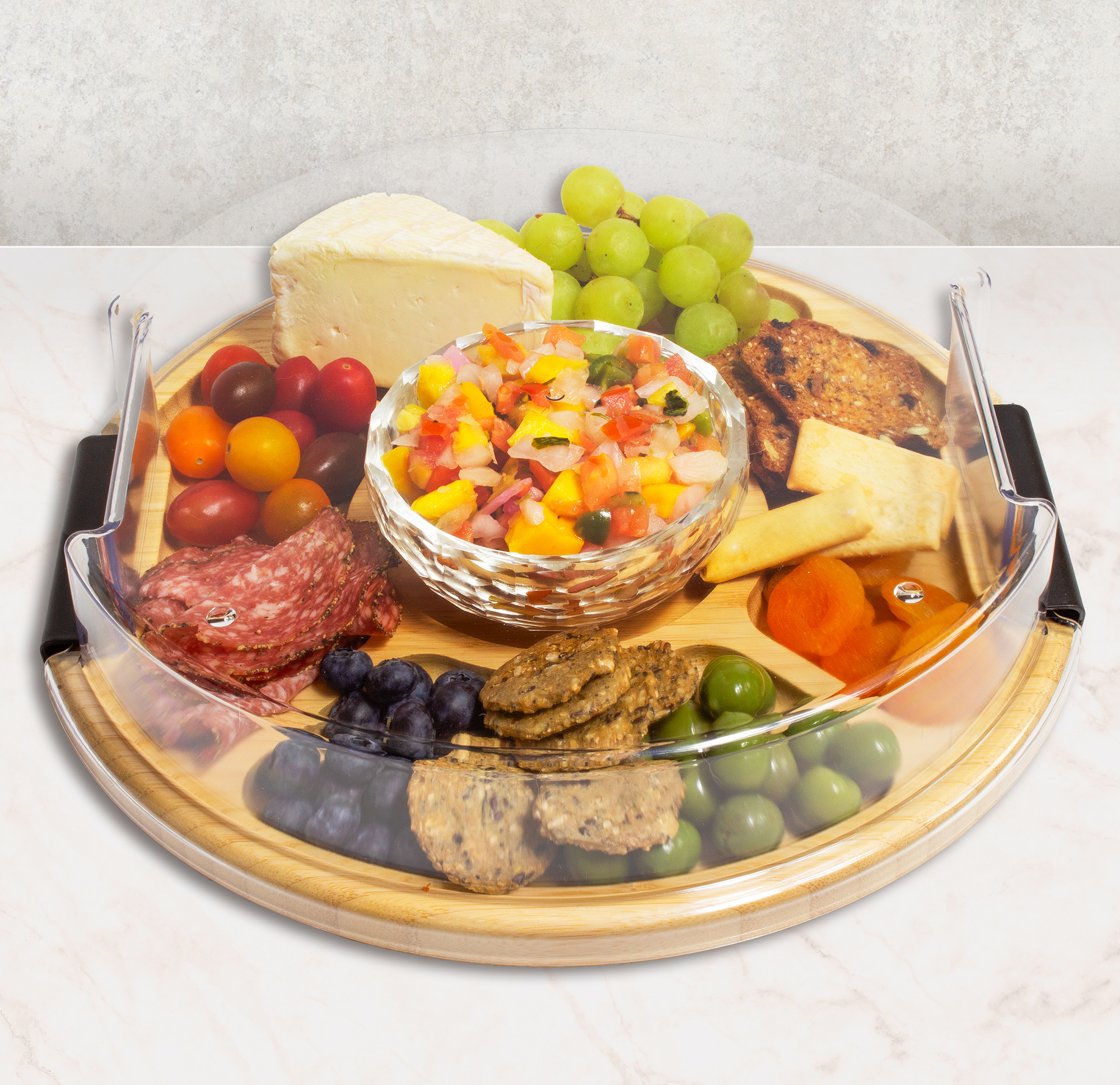 Flip, Serve & Store™ Covered Round Bamboo Charcuterie Board 1