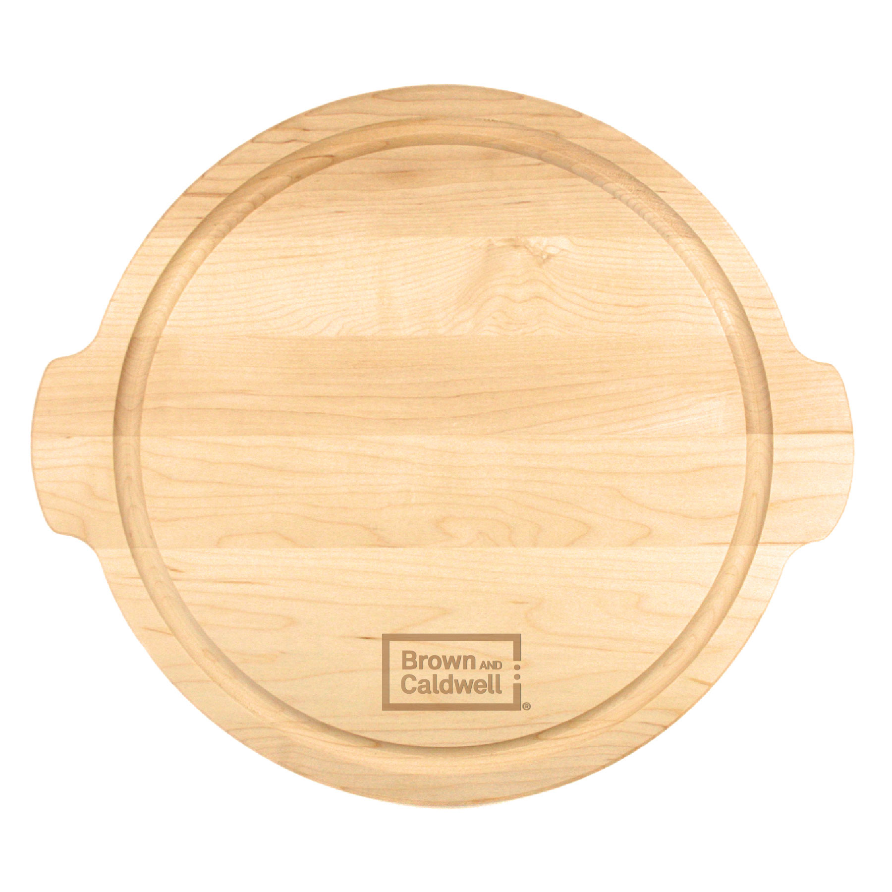 12" Maple Round Cutting Board w/ Juice Groove & Handles