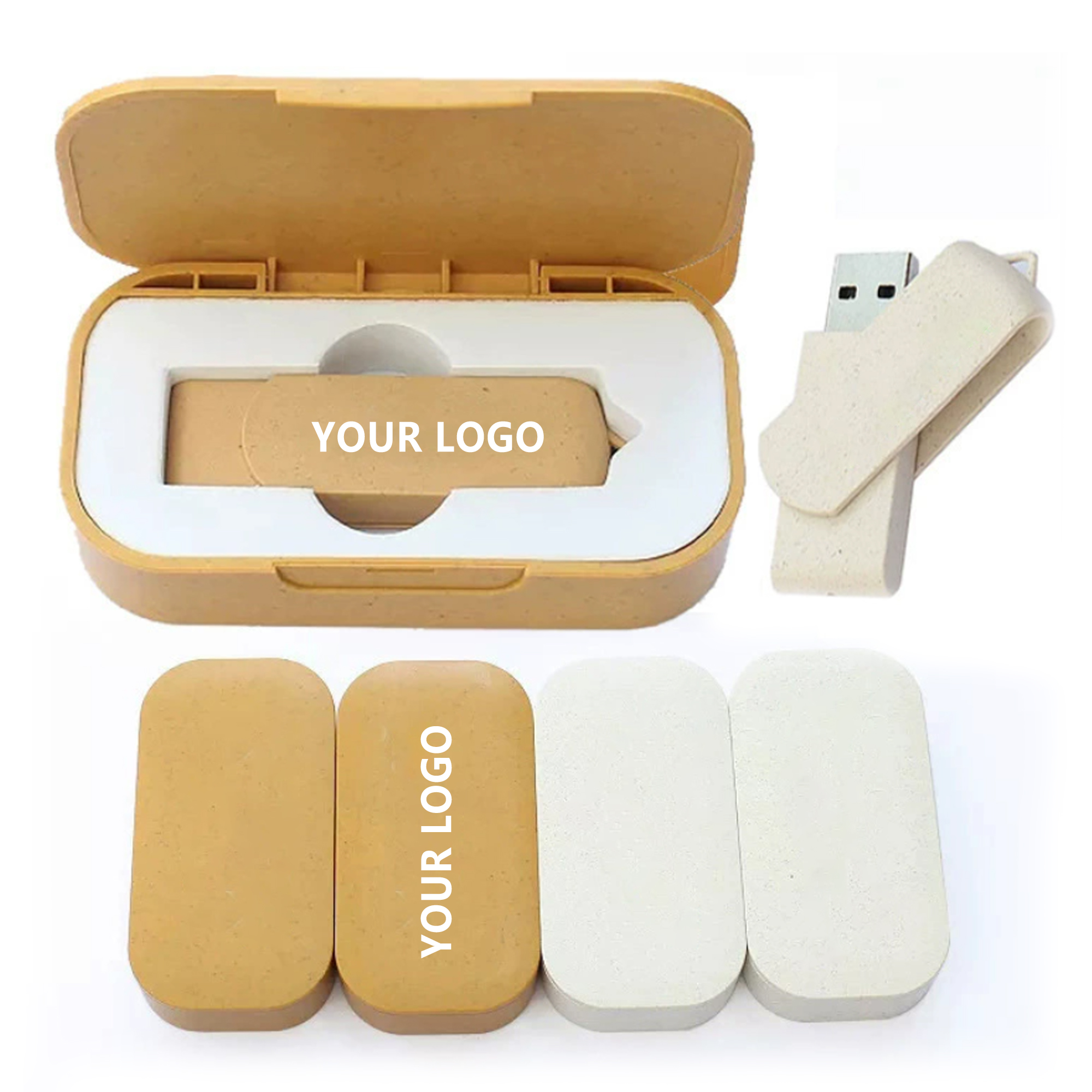 4GB Wheat Straw USB Flash Drive with Case 2