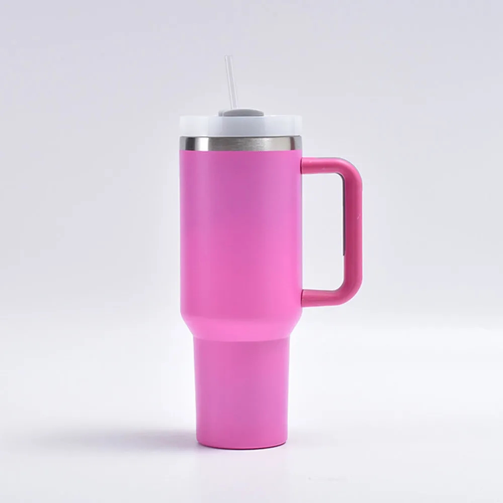 40 oz Insulated Tumbler with Handle and Straw 4
