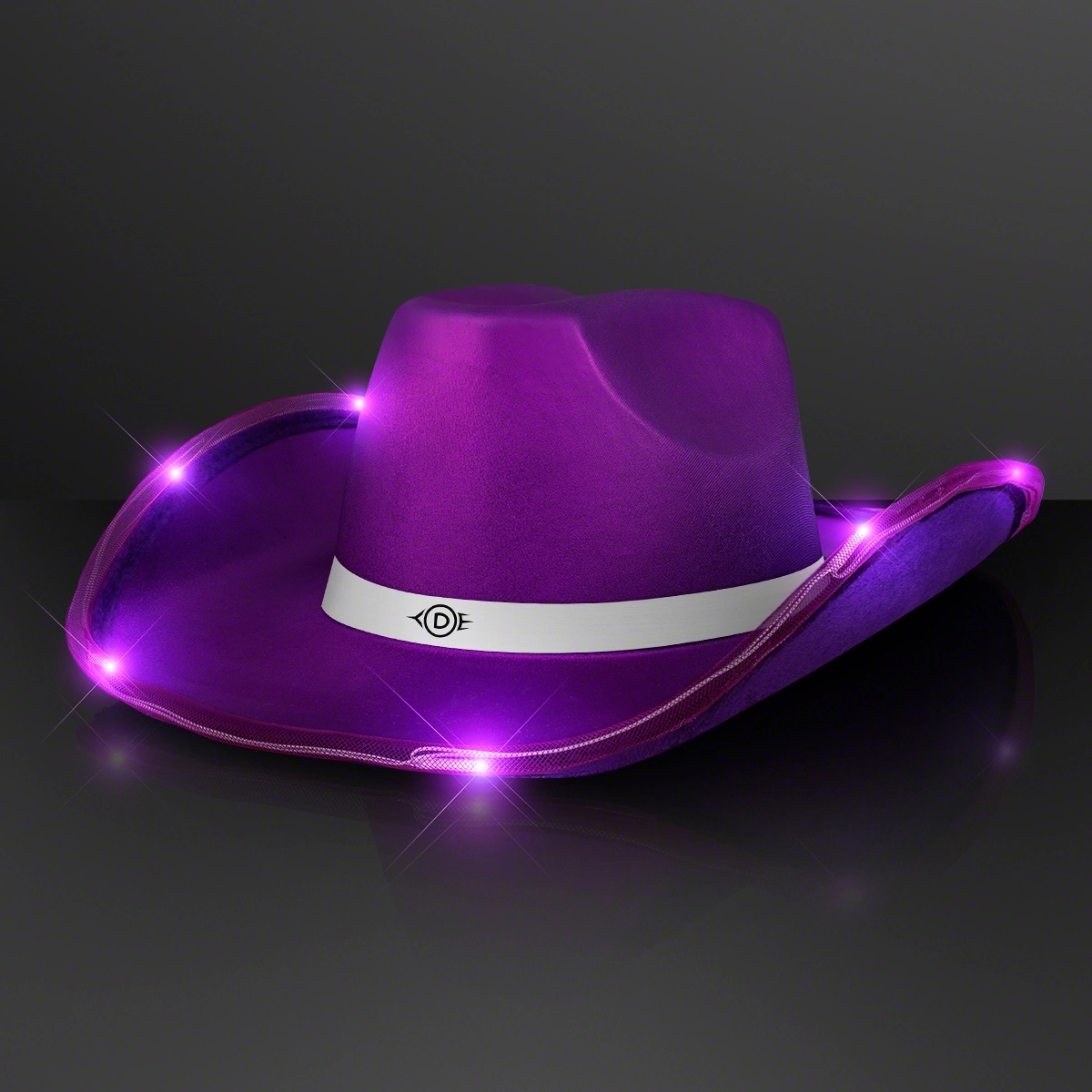 Deluxe Shiny Light Up Cowboy Hat with White Band 14