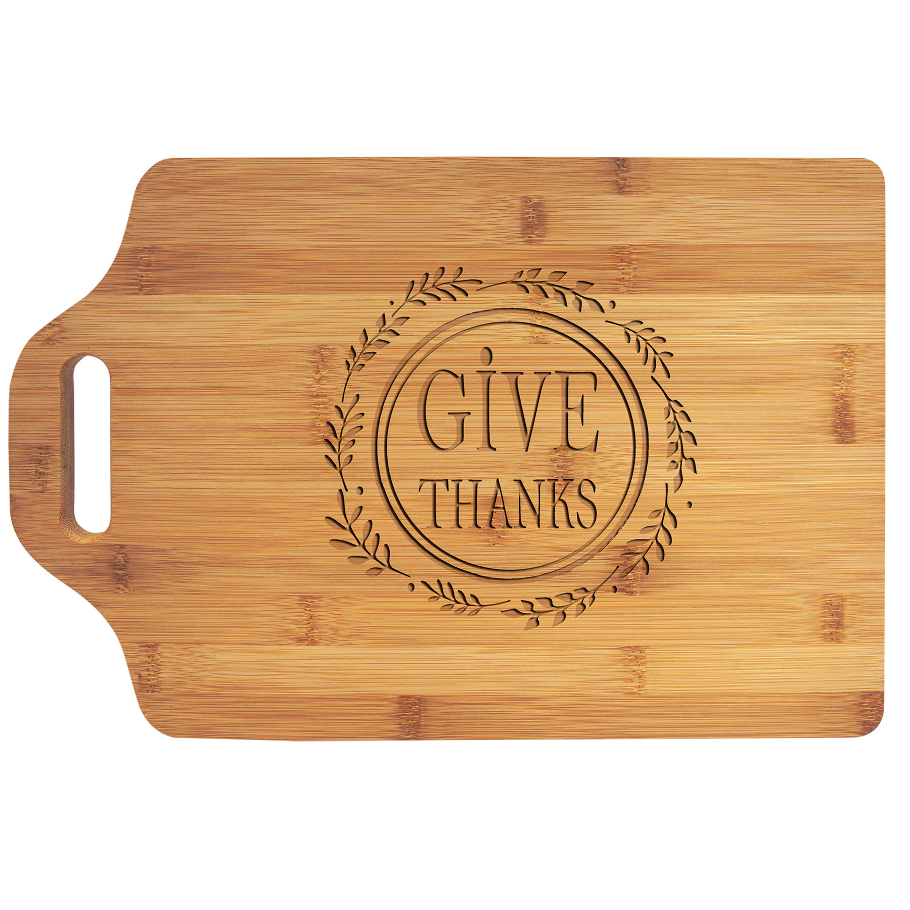 15" x 10 1/4" Bamboo Cutting Board with Handle 1