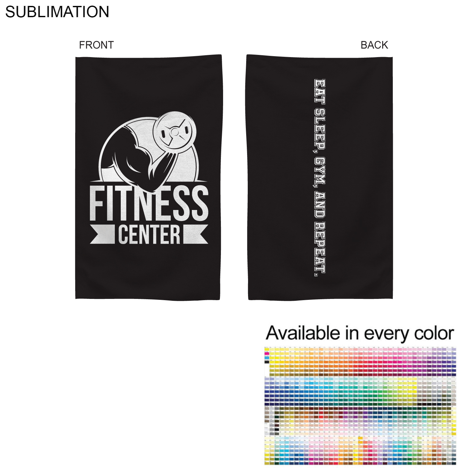 Gym, Workout towel in Microfiber Dri-lite Terry Towel, 15x25, Sublimated Edge to Edge 2 sides 3
