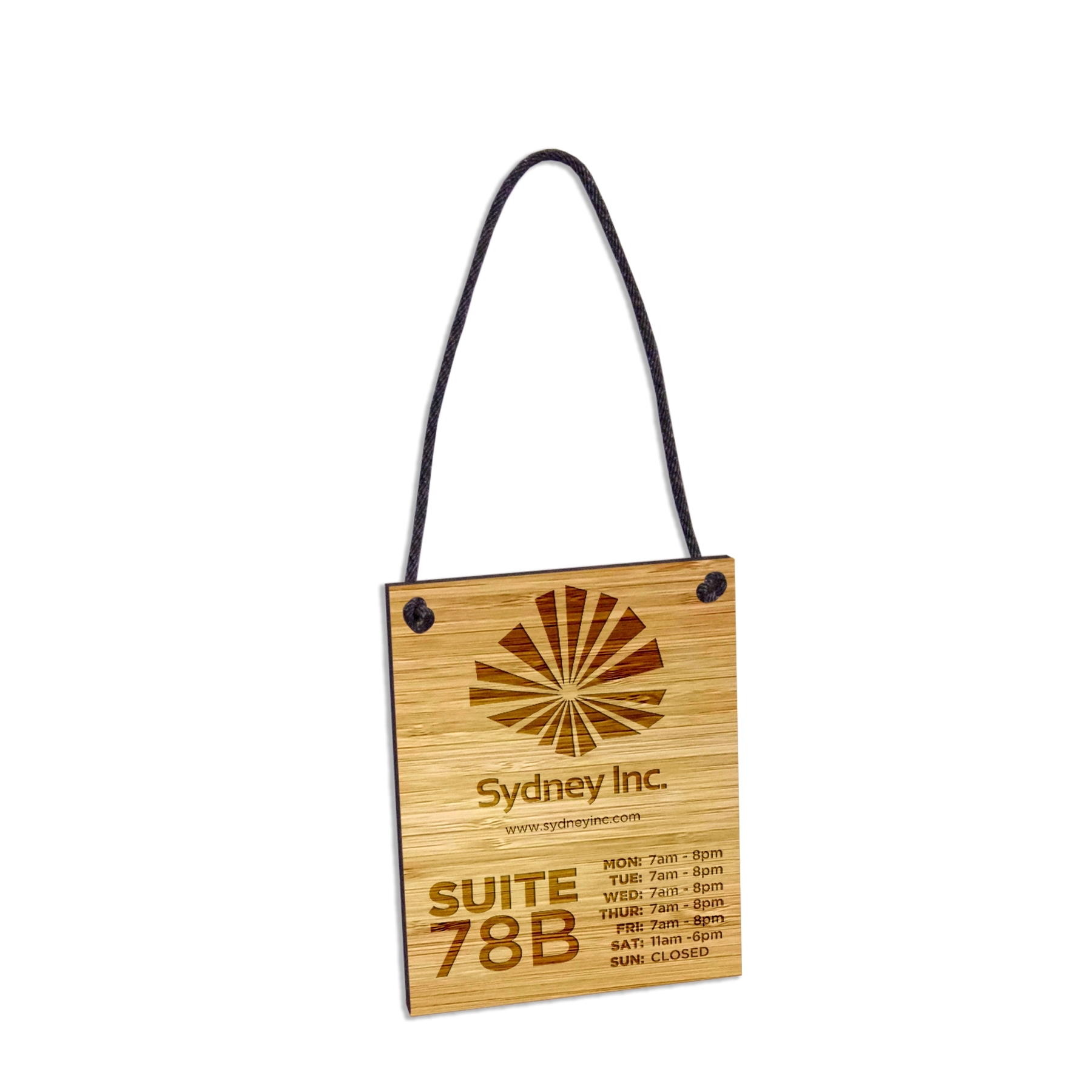 Custom Laser Etched Bamboo Hanging Signs 2