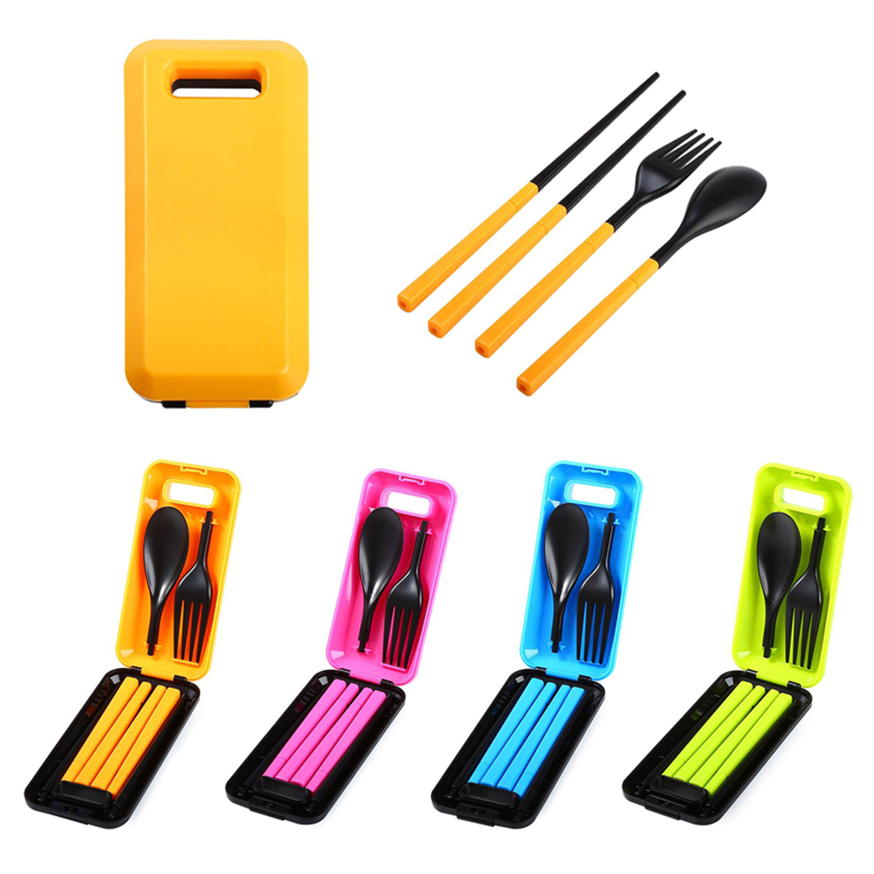 Foldable Plastic Tableware Set Travel Utensil Kit 3