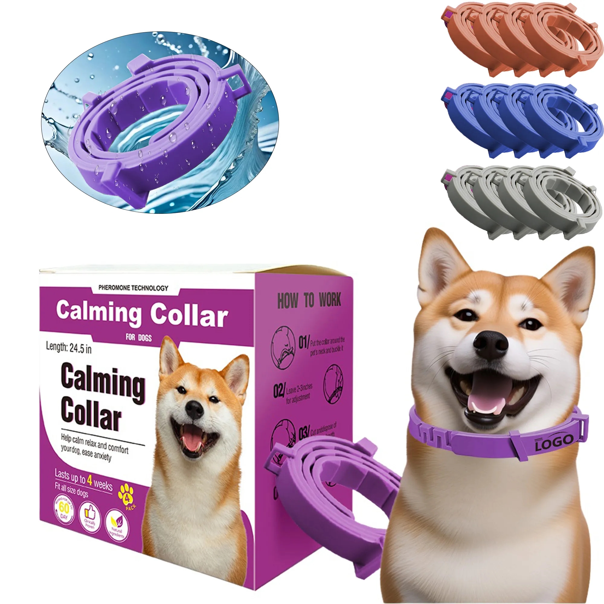 Adjustable Rubber Dog Calming Collar For Anxiety Relief