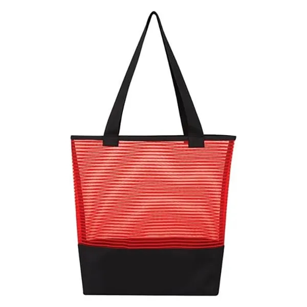 Sheer Mesh Pinstripe Tote Bag -15x16x3.75 4